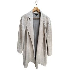 Ann Taylor Factory Womens Gray Textured Open Front Coatigan Jacket Size L 490566